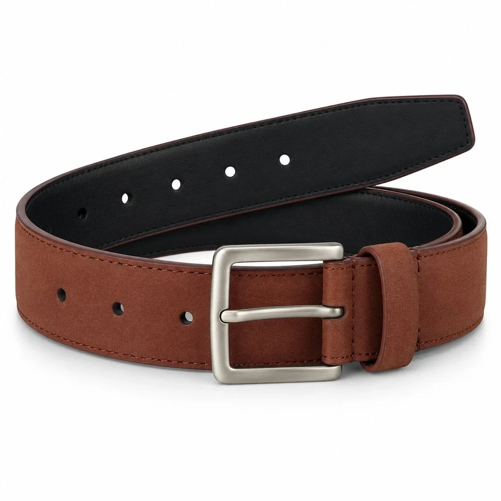 Alfani Mens Reversible Belt Rust Black Silver Buckle Size Large 38-40